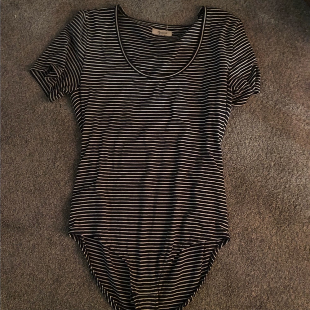 Madewell, XL, navy blue and white striped